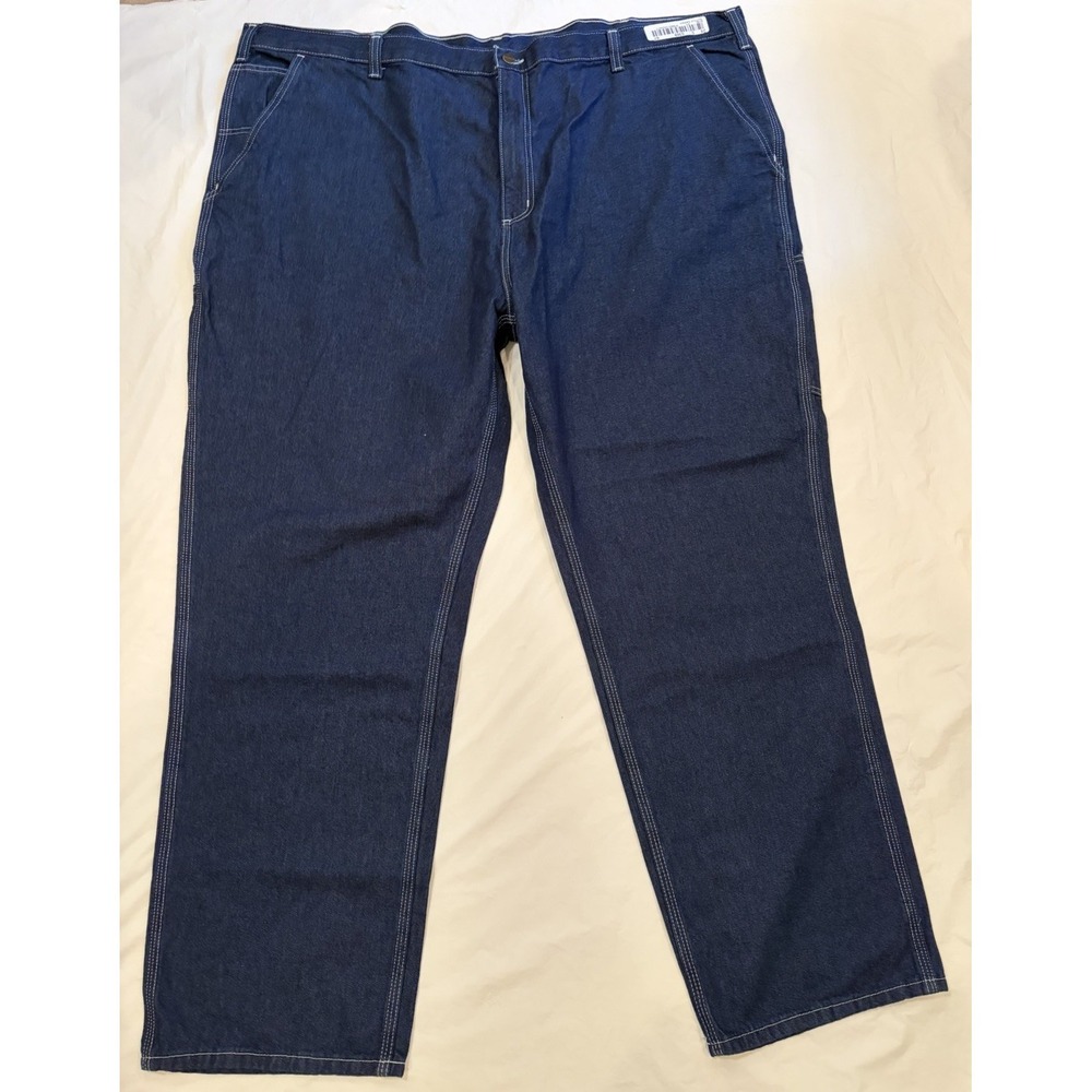 Carhartt Dungaree Fit Jeans Men's 50x32 Blue Dark Wash Work Wear, Comfort